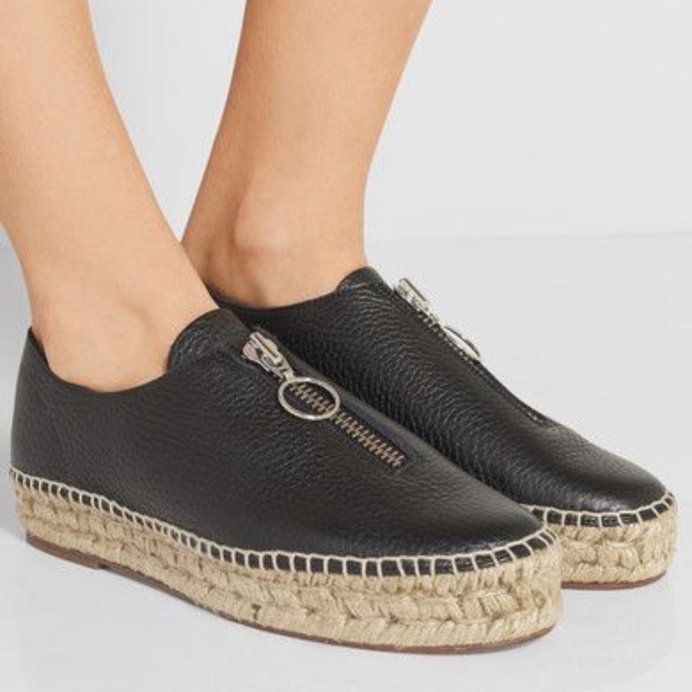 Alexander Wang - Devon Pebbled Leather Espadrilles